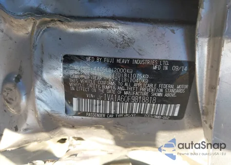 2015 Subaru Wrx из США, поврежденный, VIN JF1VA1A60F9818818